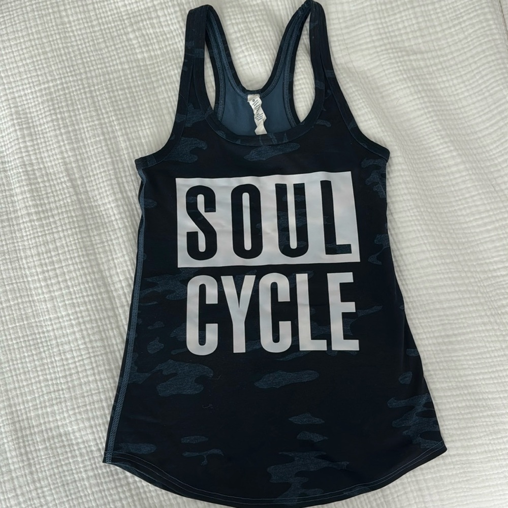 Lululemon x Soul Cycle navy blue camouflage workout tank top size 4